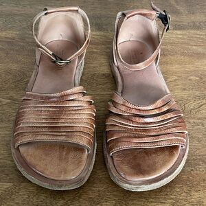 Bed|Stu Womens Lilia Tan Ankle Strap Flats Size 9.5